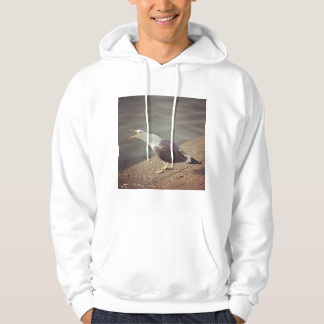 Square Photo - Squawking Seagull Hoodie (Front)
