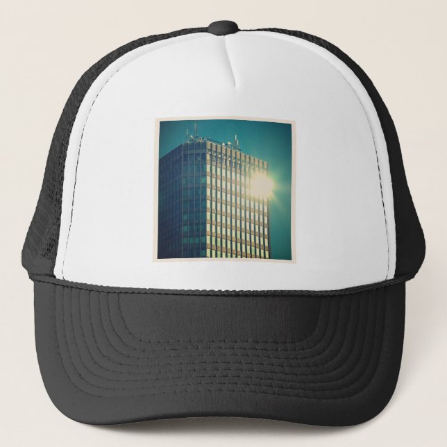 Square Photo - Sun on a Building Trucker Hat (Front)