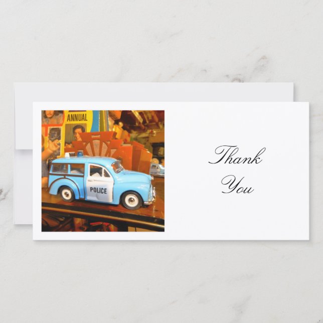 Square Photo - Toy Police Car Thank You Card (Front)