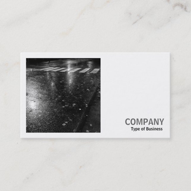 Square Photo (v2) - Wet Autumn Road at Night Business Card (Front)