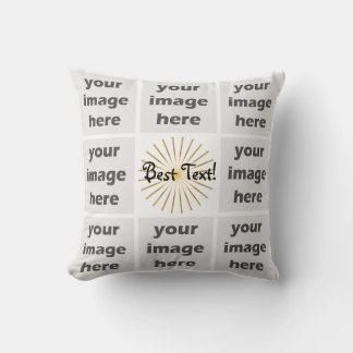 Square photos grid with text cushion