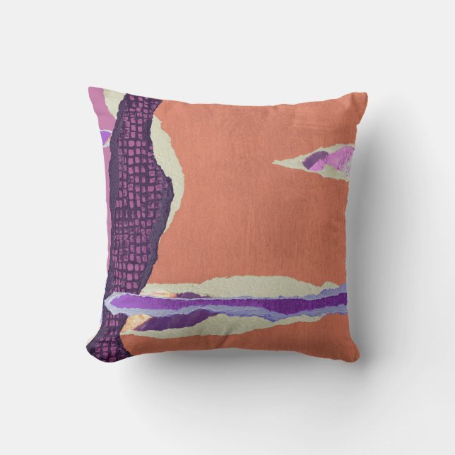 Square pillow with orange & pink abstract design (Front)