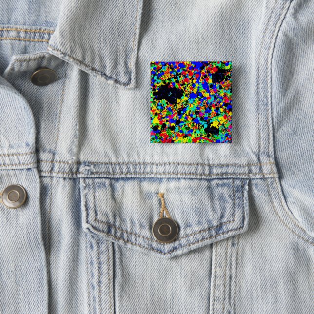 square Pin with abstract artwork. (In Situ)