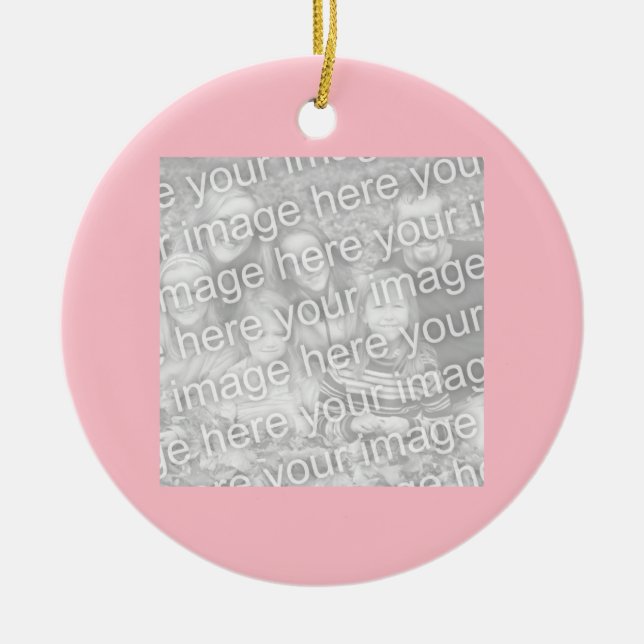 Square Pink Border Photo Ceramic Tree Decoration (Front)