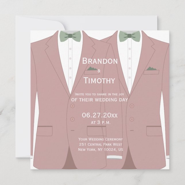 Square Pink Gay Wedding Invites (Front)