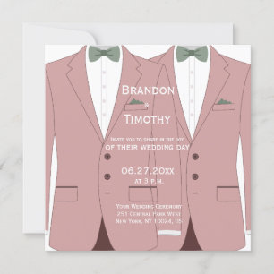 Square Pink Gay Wedding Invites