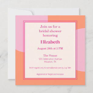 Square Pink & Orange Bridal Shower Invitation