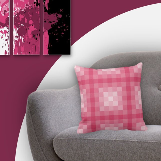 Square Pink Pixel Patterned Cushion (Creator Uploaded)