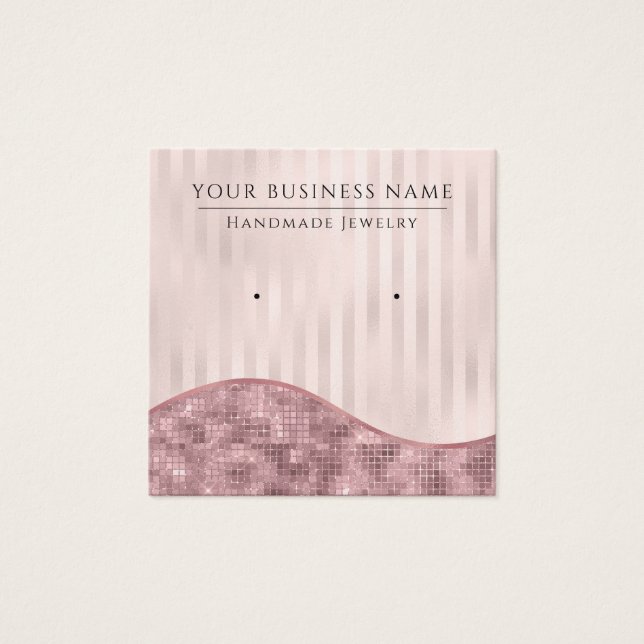 Square Pink Stripes Glam Earring Display Cards (Front)