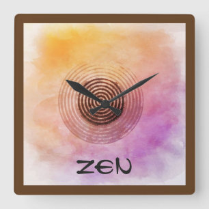Square Pink Yellow Zen Garden Clock