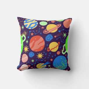 Square Planet and Space Theme Cushion