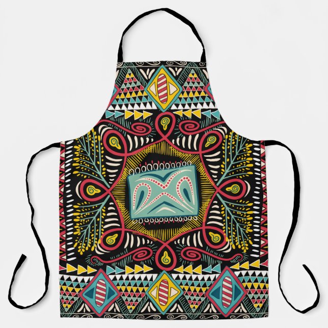 Square pocket, shawl, textile. Colorful abstract p Apron (Front)