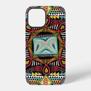 Square pocket, shawl, textile. Colourful abstract iPhone 12 Case