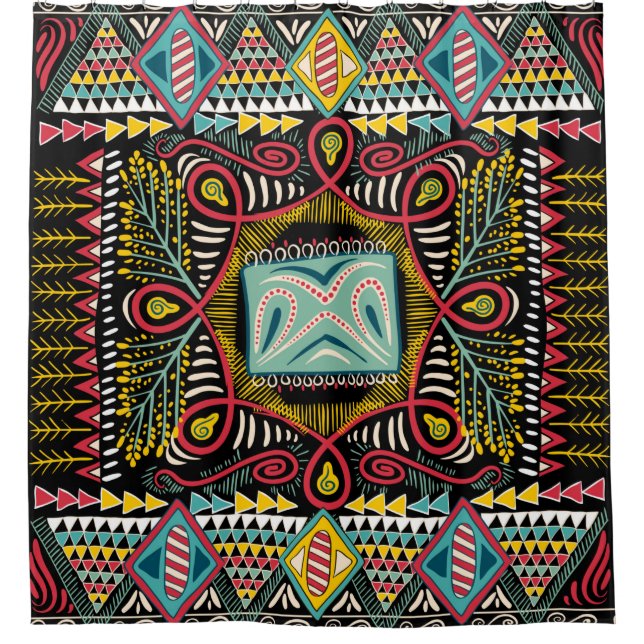 Square pocket, shawl, textile. Colourful abstract  Shower Curtain (Front)