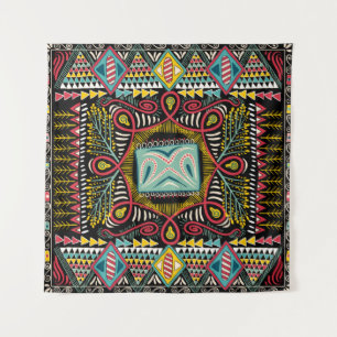 Square pocket, shawl, textile. Colourful abstract  Tapestry