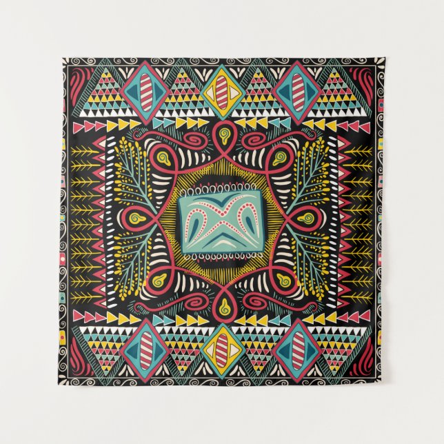 Square pocket, shawl, textile. Colourful abstract  Tapestry (Front)