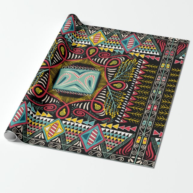 Square pocket, shawl, textile. Colourful abstract  Wrapping Paper (Unrolled)