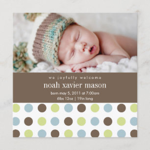 Square Polkadot Birth Announcement