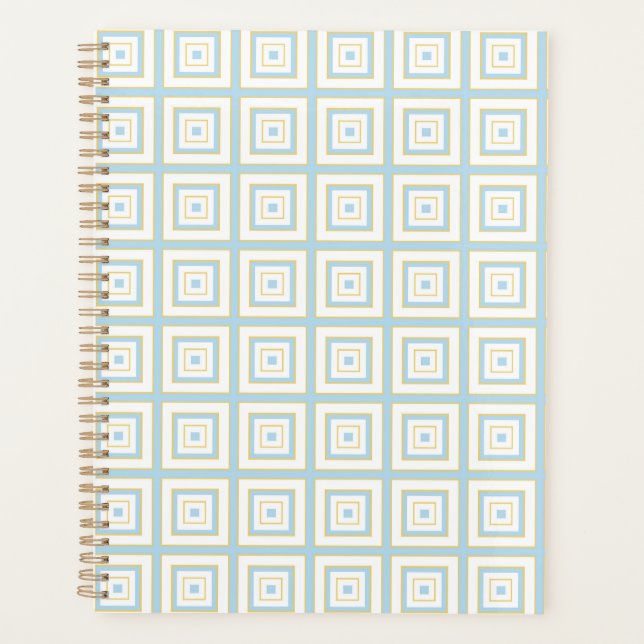 Square Prisms Duck Egg Blue Gold White Grey Planner (Front)
