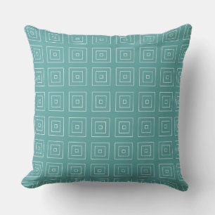 Square Prisms Teal White Cushion