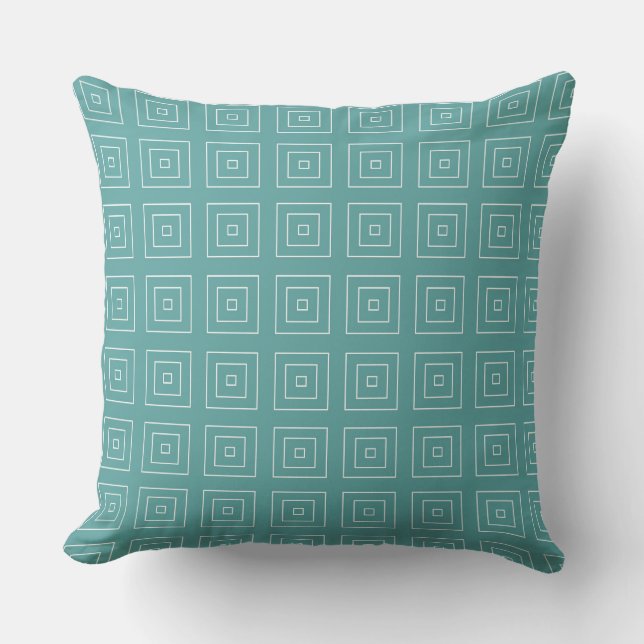 Square Prisms Teal White Cushion (Front)