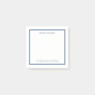 Square Professional Dusty Blue Border Stationery Post-it Notes