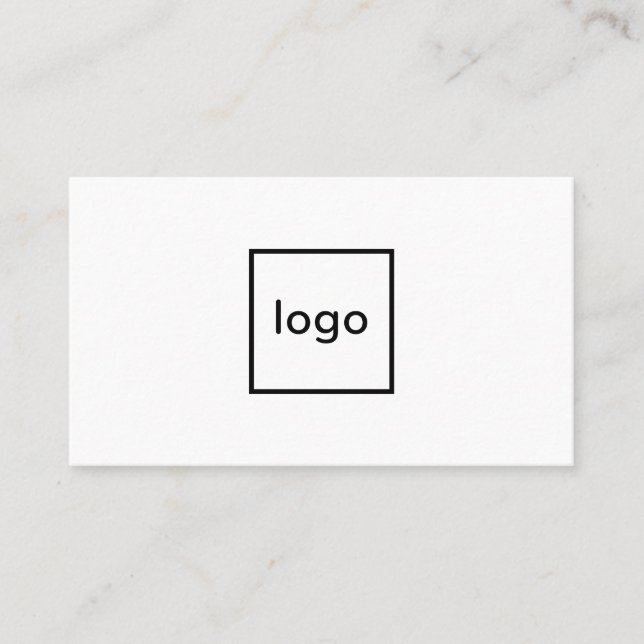 Square professional white add your custom logo business card (Front)
