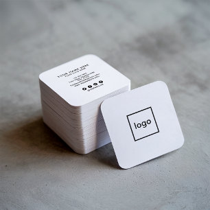 Square professional white add your custom logo square business card