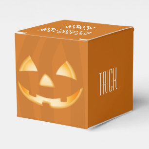Square Pumpkin Halloween Favour Box -Trick or Trea