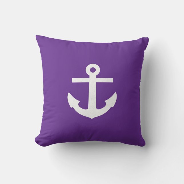 Square Purple Anchor Pillow (Front)
