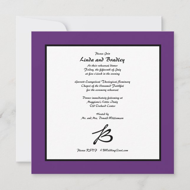 Square Purple Border Invitation (Front)