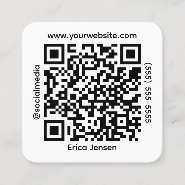 Square QR Social Media Contact Business Card (Front)