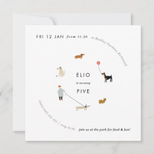 Square Quirky Dog Theme Birthday Invitation