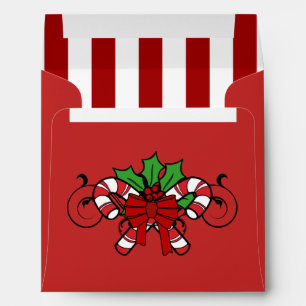 Square Red Candy Cane Striped Christmas Envelopes