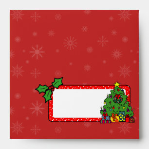 Square Red Christmas Tree Holiday Envelopes