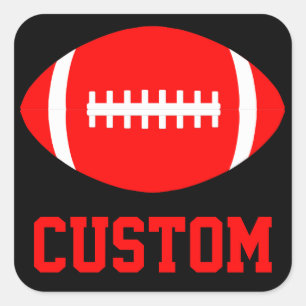 Square Red Football Sticker for Team Party or Game