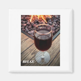 SQUARE REFRIGERATOR  MAGNET WINE GLASS FIRE PIT