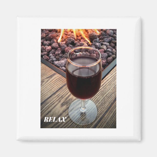 SQUARE REFRIGERATOR  MAGNET WINE GLASS FIRE PIT (Front)