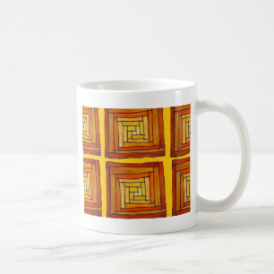 square retro art deco brown pattern coffee mug
