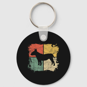 Square Retro Bull Terrier Owner Gift Dog Bully Dad Key Ring