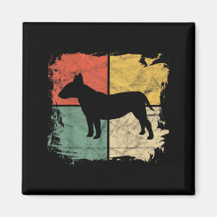 Square Retro Bull Terrier Owner Gift Dog Bully Dad Magnet