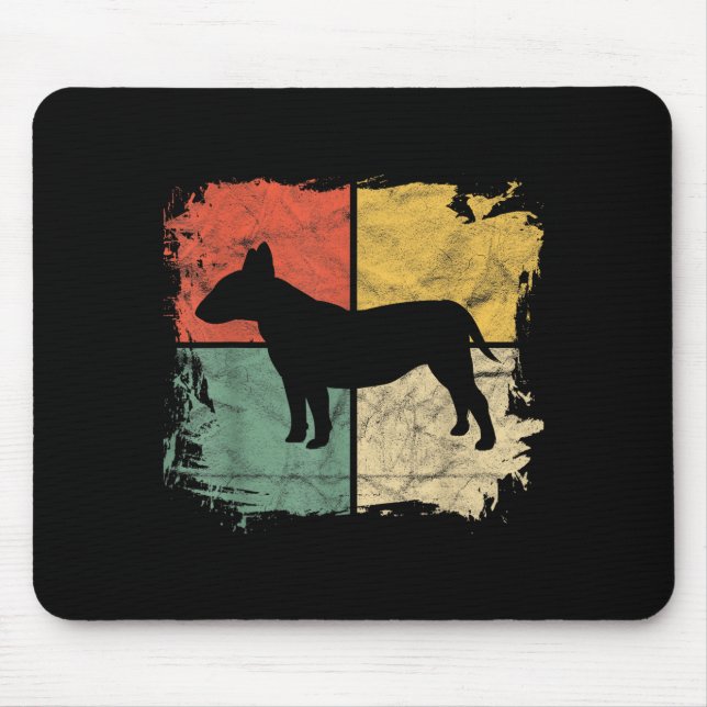 Square Retro Bull Terrier Owner Gift Dog Bully Dad Mouse Mat (Front)