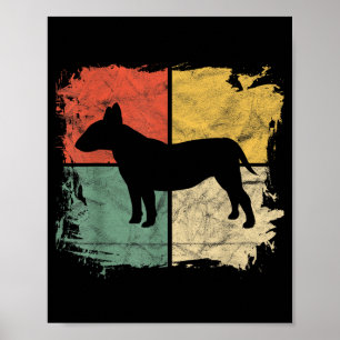 Square Retro Bull Terrier Owner Gift Dog Bully Dad Poster