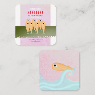 Square retro cans Porto Portugal fishes Business Card
