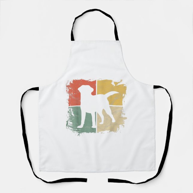 Square Retro Labrador Owner Gift Golden Black Lab  Apron (Front)