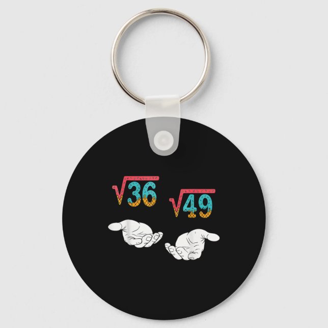 Square Root 36 49 Meme 67 Ice Cream Drip Math Teac Key Ring (Front)