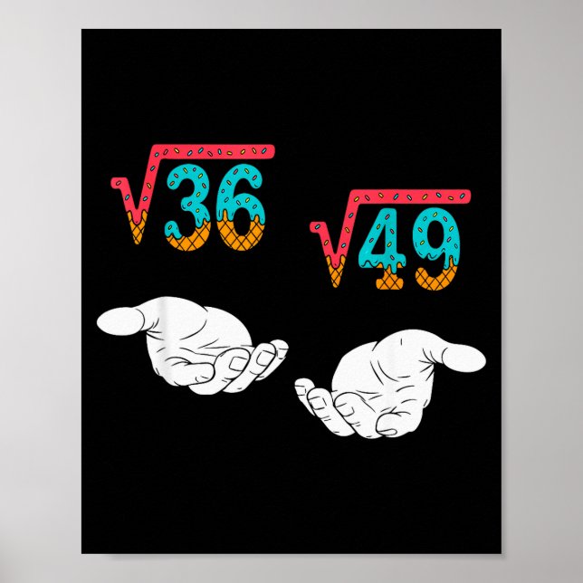 Square Root 36 49 Meme 67 Ice Cream Drip Math Teac Poster (Front)