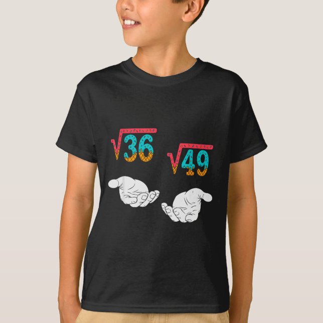 Square Root 36 49 Meme 67 Ice Cream Drip Math Teac T-Shirt (Front)