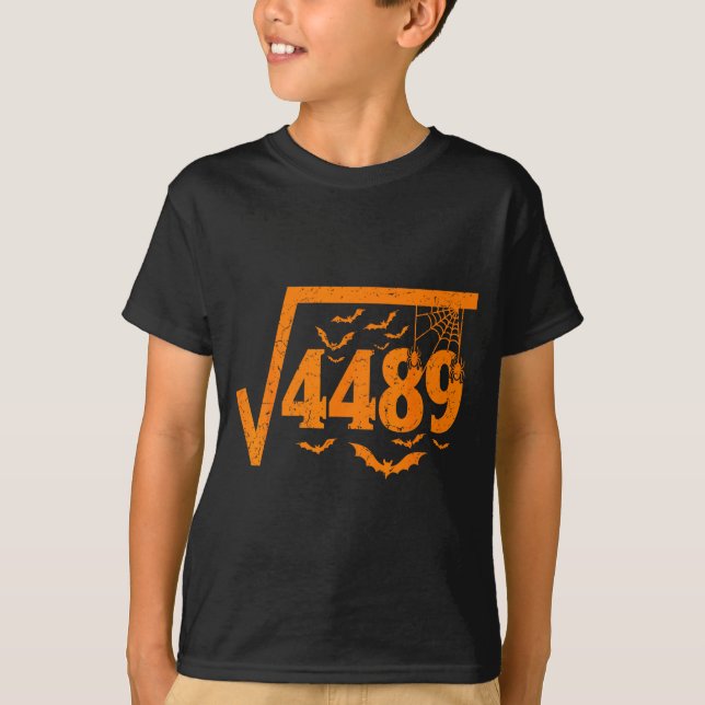 Square Root 4489 Funny Halloween Meme 67 Math Teac T-Shirt (Front)