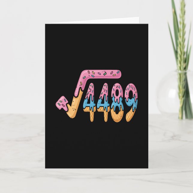 Square Root 4489 Ice Cream Slang Math 67 Six Seven Card (Front)
